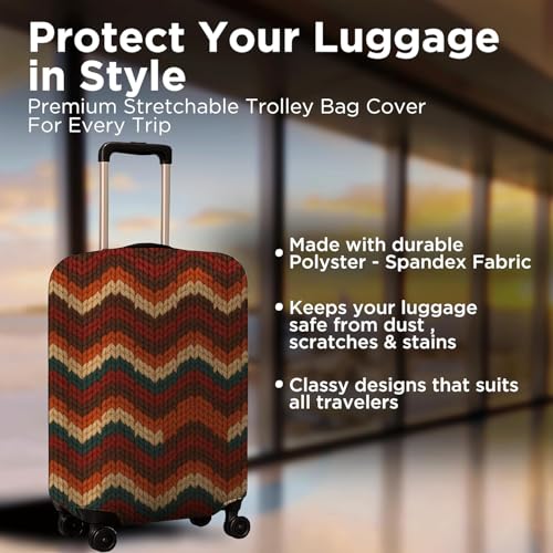 Image of WanderWraps Spendex Polyester Protective Luggage Cover | Hard Luggage Trolley Bag Cover | Washable | Dust Proof | Stretchable | S /M /L - Combo | Printed