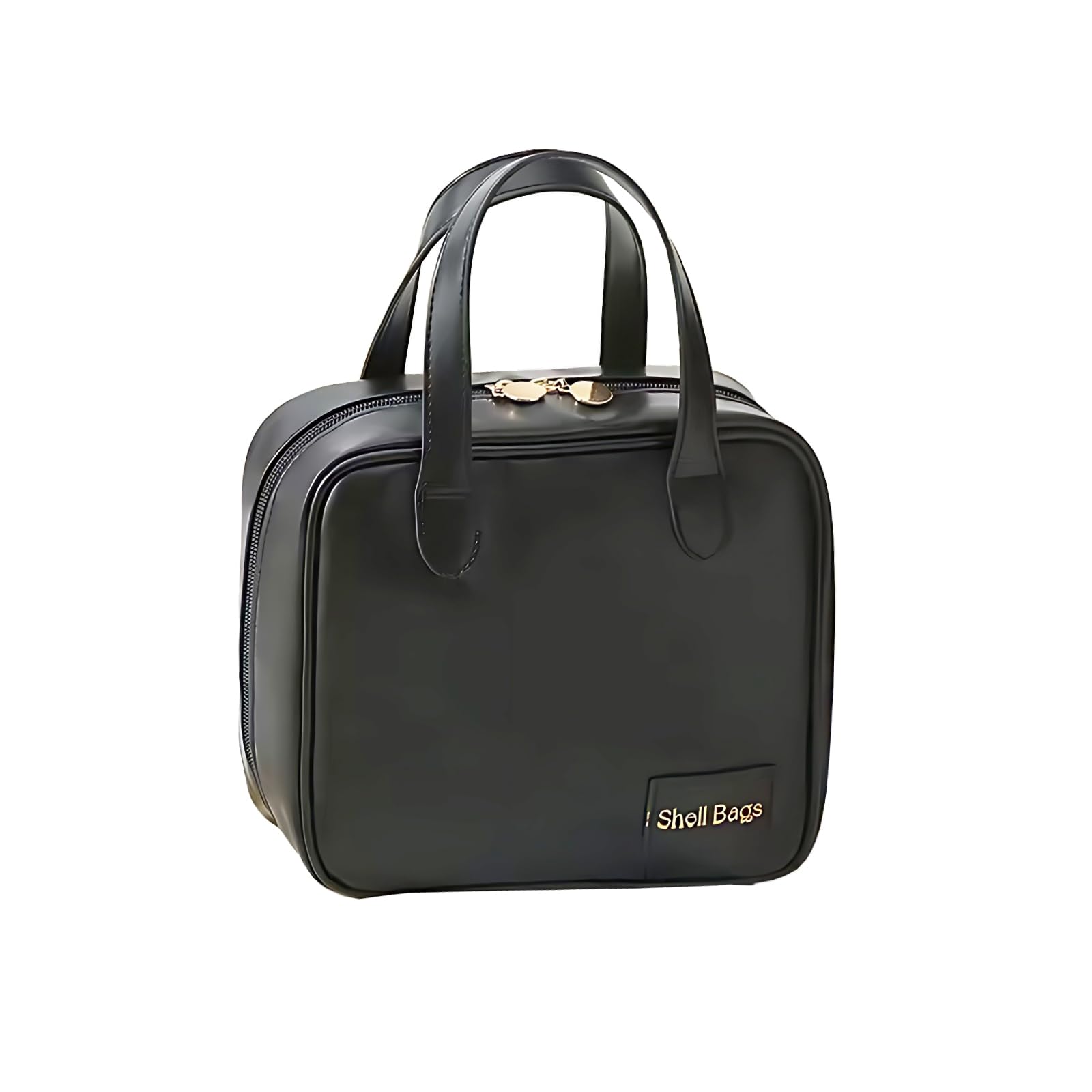 Lusiauh Travel Toiletry bag, Wide Opening Cosmetic bag, PU portable Small Organizer Bag, Lightweight Makeup Bag Travel Essentials for Women Black