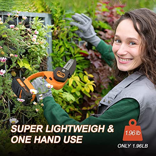 Mini Chainsaw 6 Inch Cordless, 21V/2Ah Battery Powered Chain Saw For Branch Pruning With 2 Chains, 2 Battery, Portable Electric Handheld Small Chainsaw W/Security Lock, For Wood Cutting Tree Trimming #TOP5