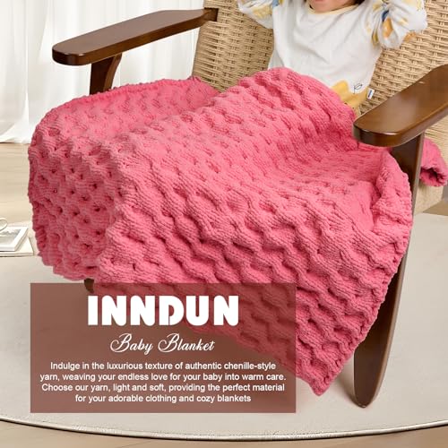 Image of INNDUN Blanket Yarn 8 Pack of 100g /3.5oz - Rose Pink Chenille Yarn 6 Super Bulky - Knitting, Crocheting & Crafts Chunky Yarn