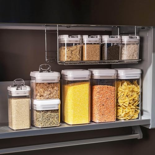 Image of Airtight Food Storage Container with Lid Regular-L Lock Top Stackable Acrylic Kitchen Canister Jar for Nuts Snack Cracker Organizer (1350 ml Pack of 1 PCS)