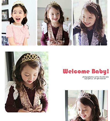 Madchen Krone, Prinzessin Tiara Set Tiara Elastisches Haarband Sparkling Crown Stirnband 5 Stuck