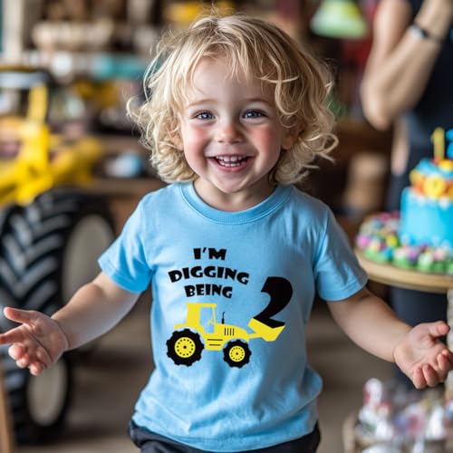 2-5 Years Birthday Boy Shirt Toddler Boys Party T-Shirts Tractor B-Day Cotton Short Sleeve Tee3