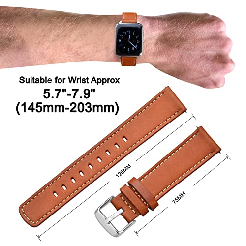 Image of ANNEFIT 21mm Watch Band, Quick Release Genuine Leather Replacement Strap (Gold Brown)