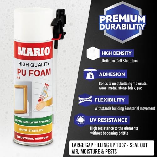 Image of PU Foam Spray 750ML for Gap Filling & Leak Repair | Expanding Foam Sealant Spray for Walls, Doors, Windows & AC Ducts | Waterproof Insulation Foam & Crack Filler for Home DIY (Pack of 2)