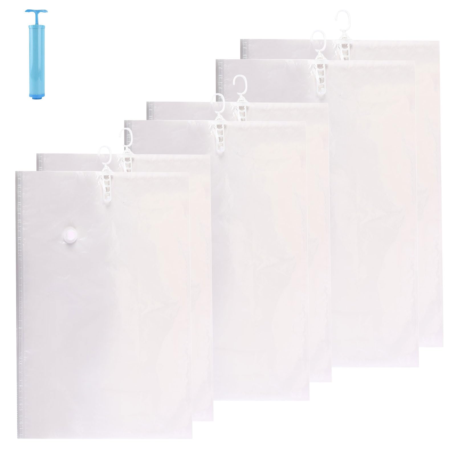 carotoe Of 6 Multiple Size Hanging Vacuum Bags for Efficient Closet Organization and Easy Access Vacuum Bags