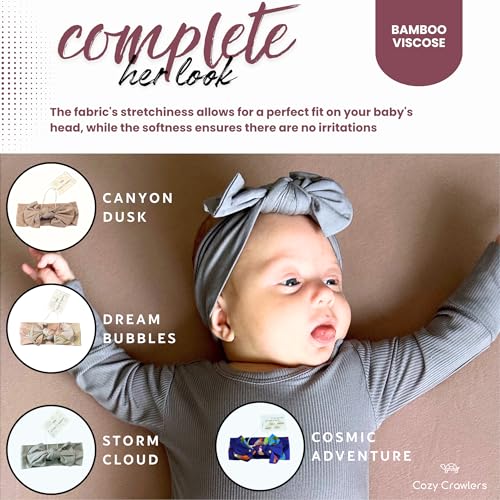 Baby Bow Headband, Soft Viscose from Bamboo, Newborn & Infant Hair Accessory (Canyon Dusk, 0-36 months)3