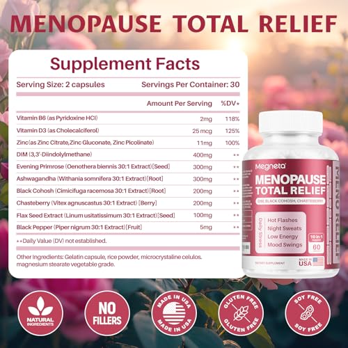 Image of Menopause Supplements for Women- Black Cohosh for Menopause Hot Flashes, Female Hormone Balance, Night Sweats， Mood Swings & Sleep Support with DIM & Chasteberry Potent Extract, 60 Capsules