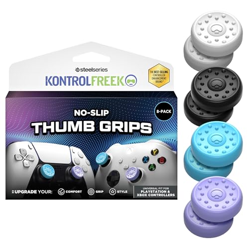 KontrolFreek No-Slip Thumb Grips | Universal Edition for Nintendo Switch Pro, Switch 2, PlayStation 4, PlayStation 5, Xbox One & Xbox Series X|S Controller | 8-Pack | Lavender/Aqua/White/Black