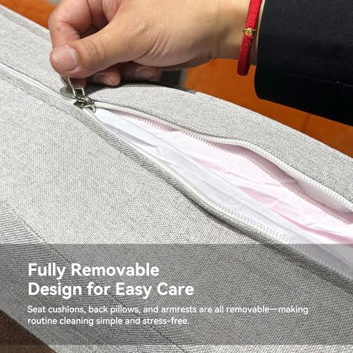 Modern 4-Seater Upholstered Fabric Sofa for Living Room –111.81 inch Comfortable Timecloud Couch with Wood Frame and Metal Legs, Easy Assembly, Ideal for Office, or Living Room, Gray - Image 6