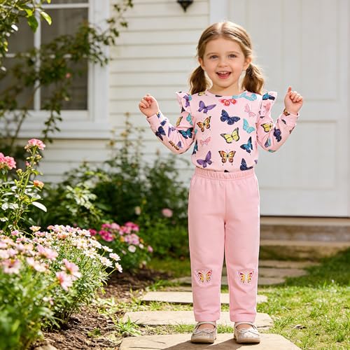 Image of RETSUGO Little Girls 2 Piece Clothing Sets Toddler Unicorn Sweatshirts and Leggings Cotton Fall Winter Casual Outfits 3-8T