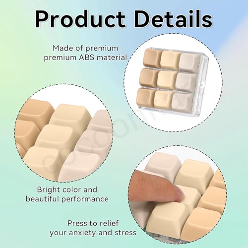 Image of 9 in 1 Keyboard Fidget Toy, Keyboard Fidget Keychain Anti-Stress Keyboard Decompression Button Finger Clicker Toys Stress Relief Fidget Gifts (Brown)