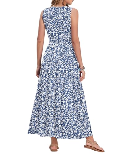 Image of AUSELILY Womens Maxi Dress Summer Sleeveless Wrap Long Dresses with Pockets | V-Neck Wrap Sleeveless Sundress, fits formal, casual, beach, vacation & daily wear