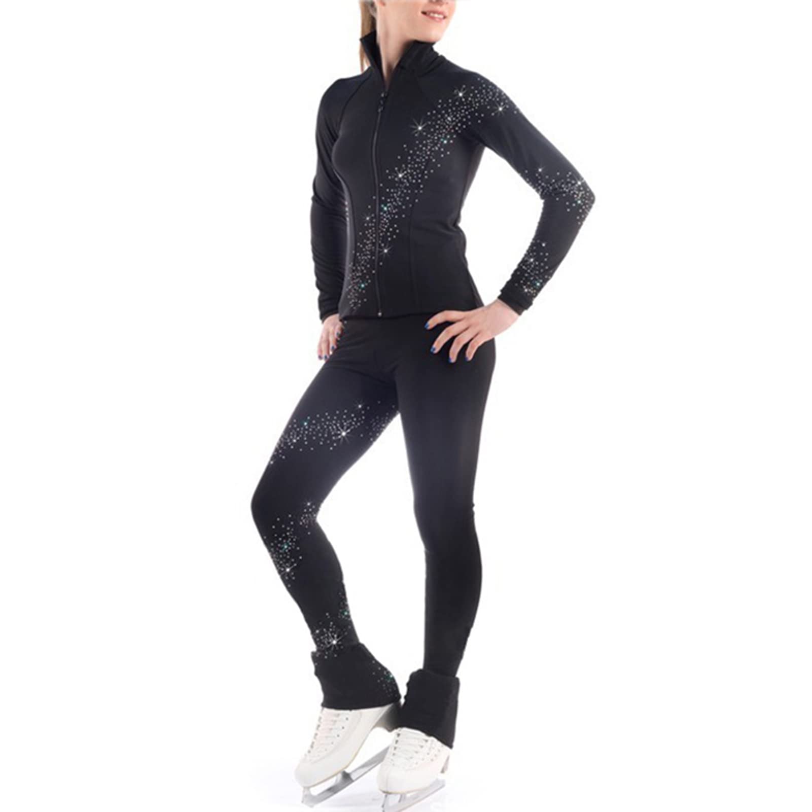 Gogokids Leggings Termici Per Pattinaggio Artistico Bambini - Pantaloni In Pile Con Strass Per Ghiaccio E Danza - Foto 4