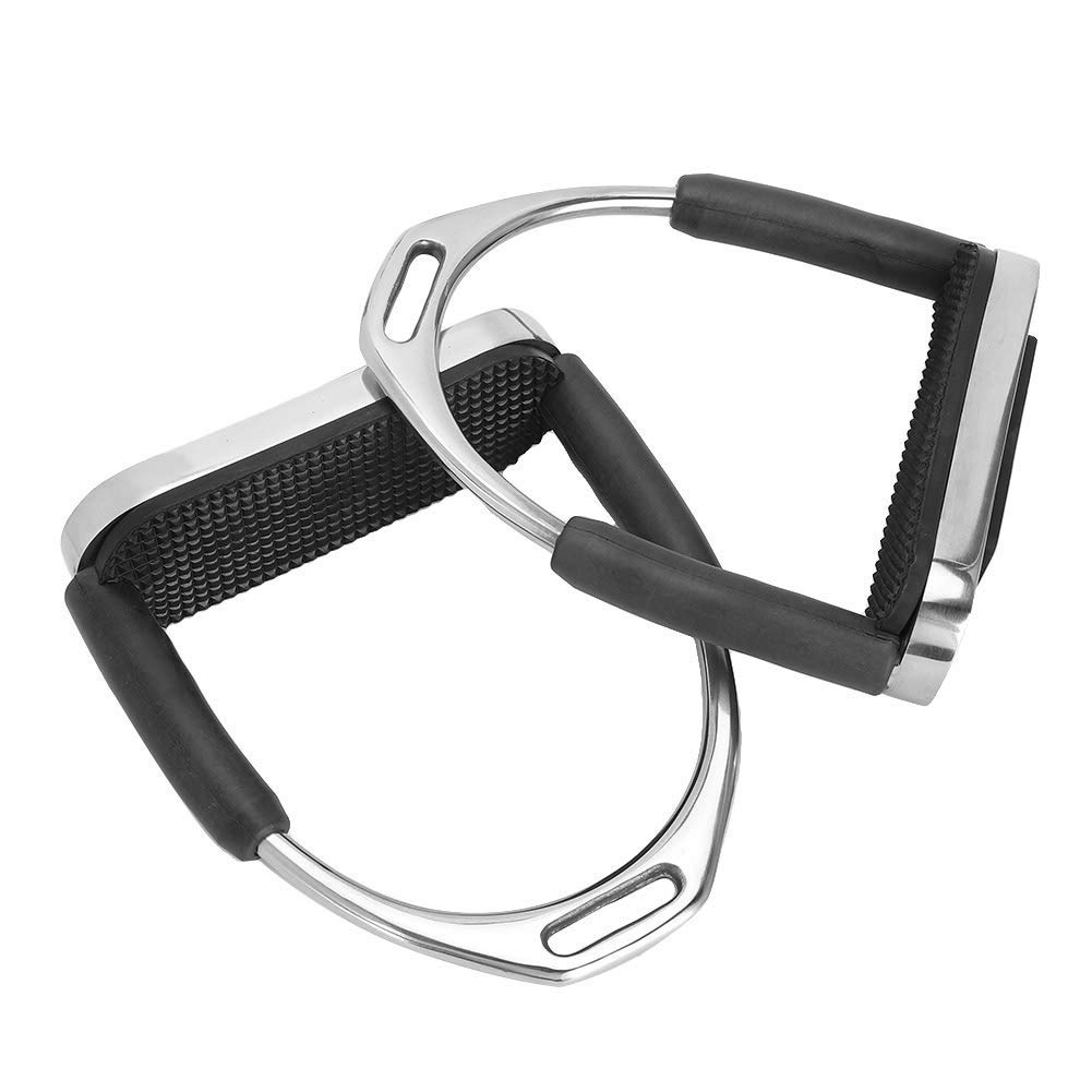 Estribos para Caballos de 2 uds, estribos para Montar a Caballo de Acero Inoxidable Flexibles Negros para Adultos