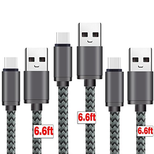 Ailun USB C Cable [3Pack] [6Ft] Fast Speed USB 3.0 Type C to USB A Sync Charging Nylon Braided Cable for Galaxy s20, s20+ S20Ultra S10 S9 Plus,Note 10[Greyblack]