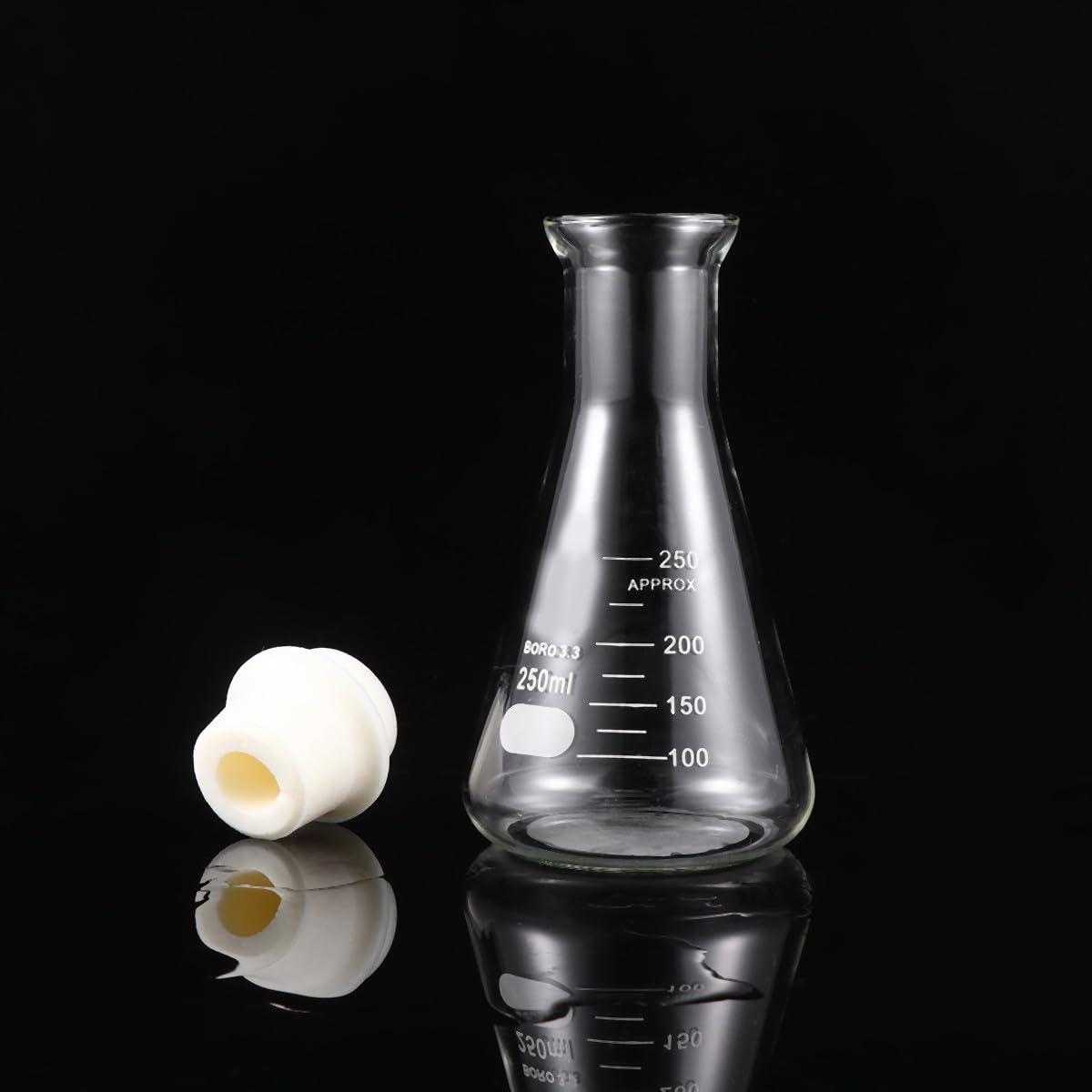 POPETPOP 1 Pc Juego De Matraces De Erlenmeyer Matraz De Medir Matraz De Vidrio Para Estudiantes Matraz De Vidrio Para Laboratorio Tapa De Hidrofrasco De Boca Ancha Dosis De Triángulo