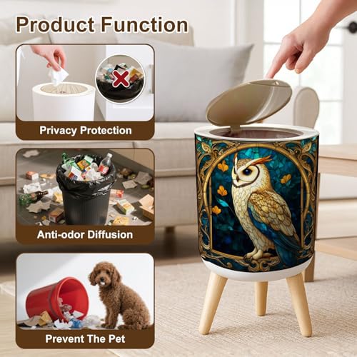 Caneca de basura redonda con tapa y patas 7L miniatura 6