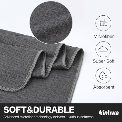 KinHwa Microfibre Gym Towels for Men Women Super Absorbent Sport Fitness Towels Fast Drying Towel for Yoga Camping Travel Hiking 3 Pack 40cm X80cm Grey - Image 4