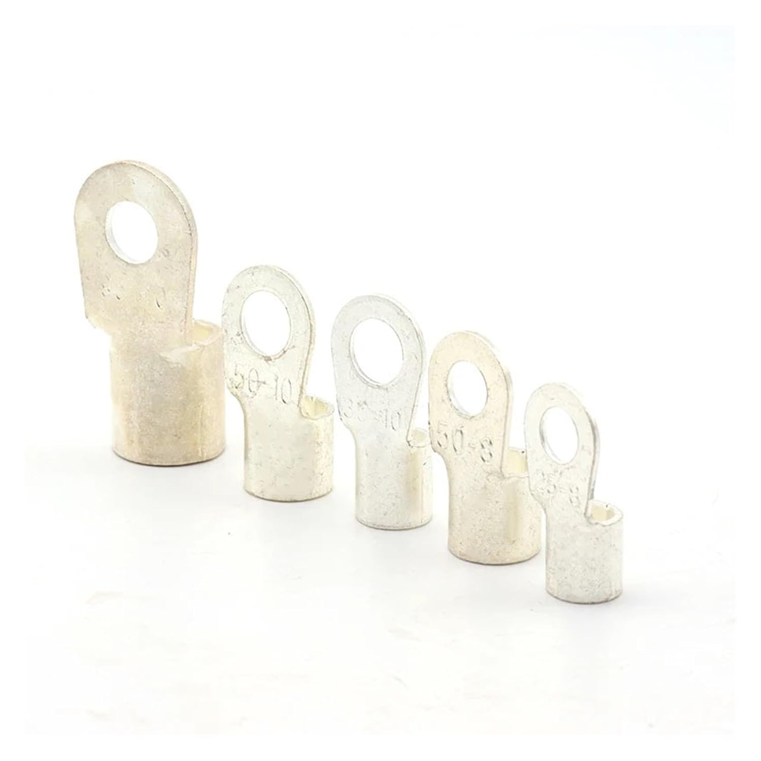 10PCS OT50/70/95-6/8/10/12/14/16 Electrical Cable Terminal O-Type Wire Connector Copper Tinned Ring 2-2/AWG(OT50-12)