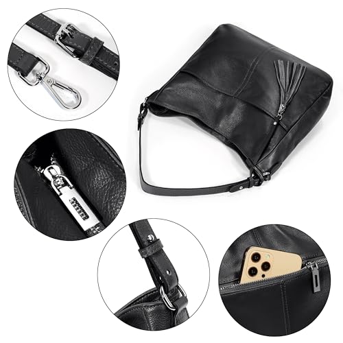 Image of YALUXE Women's Real Leather Shoulder Bag Hobo Handbag Purse Crossbody Bag
