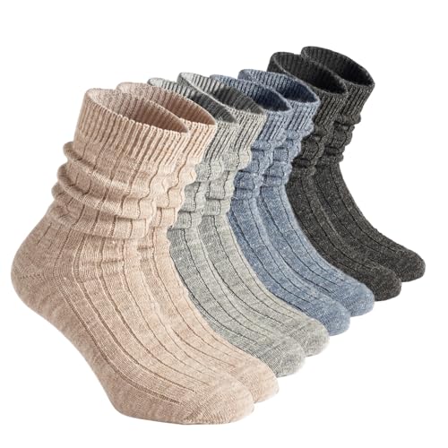 CALZITALY 2/4 PAARE Alpaca-wollsocken Socken aus Alpaca-wolle Winter Socken Wärme Socken Socken für Damen und Herren | Made in Italy (39-42 4 Paare: Grau + Beige + Anthrazit + Blue jeans)