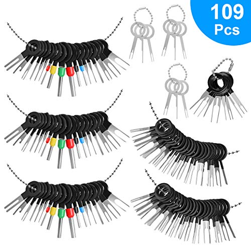 MWBFPAFC 109 PCS Terminal Removal Tool Kit Terminal Ejector Kit Auto Electrical Wiring Crimp Connector Pin Repair Remover Key Tools Set for Most Car Connector Terminal