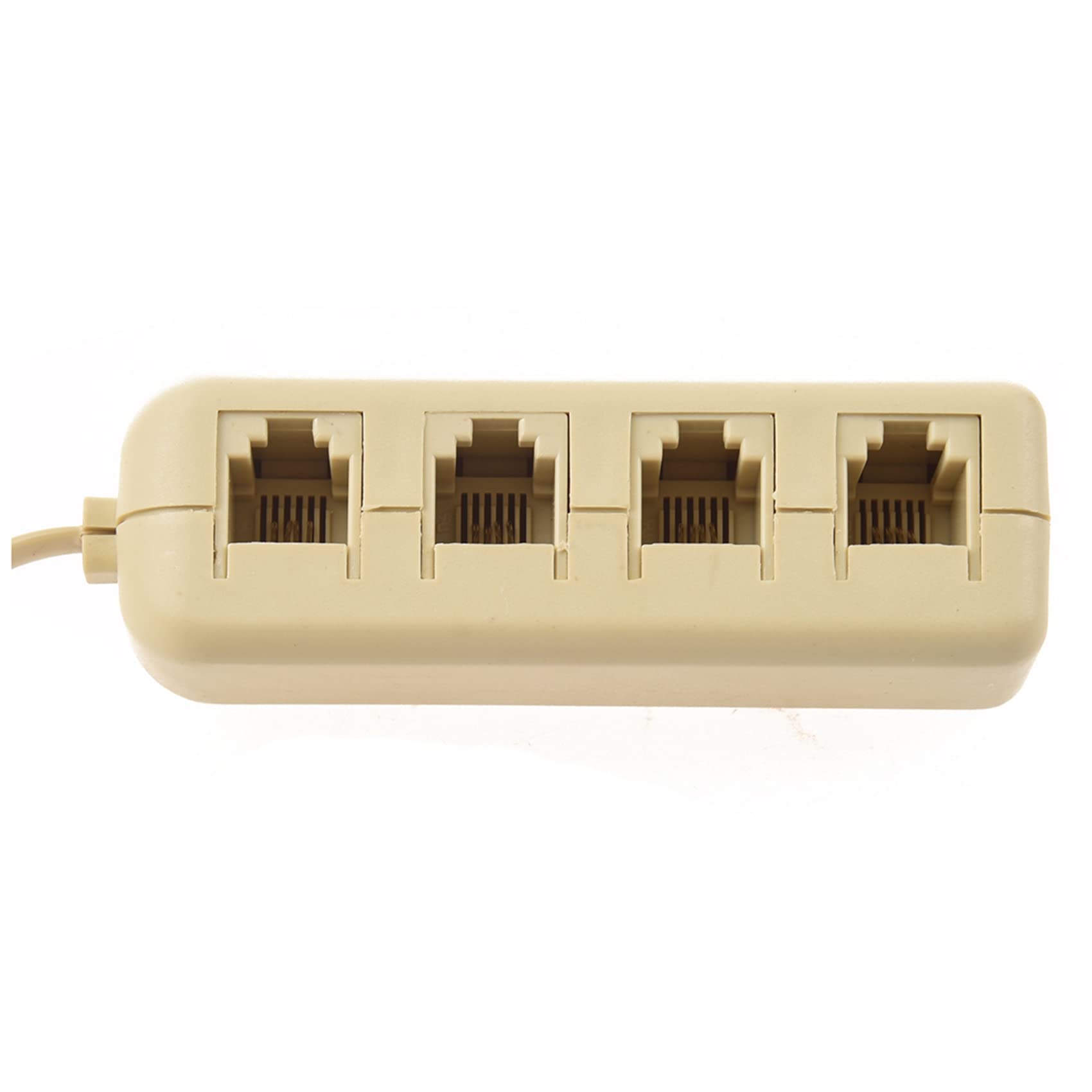 Bloepum 2X RJ11 6P4C to 6P4C 4 Way Telephone Line Modular Splitter Adapter Beige