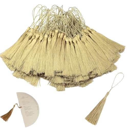 SOGHO 50 Stück Gold Mini Quasten, Quasten Anhänger, Quaste, Hängend, Polyester, Erntedankfest