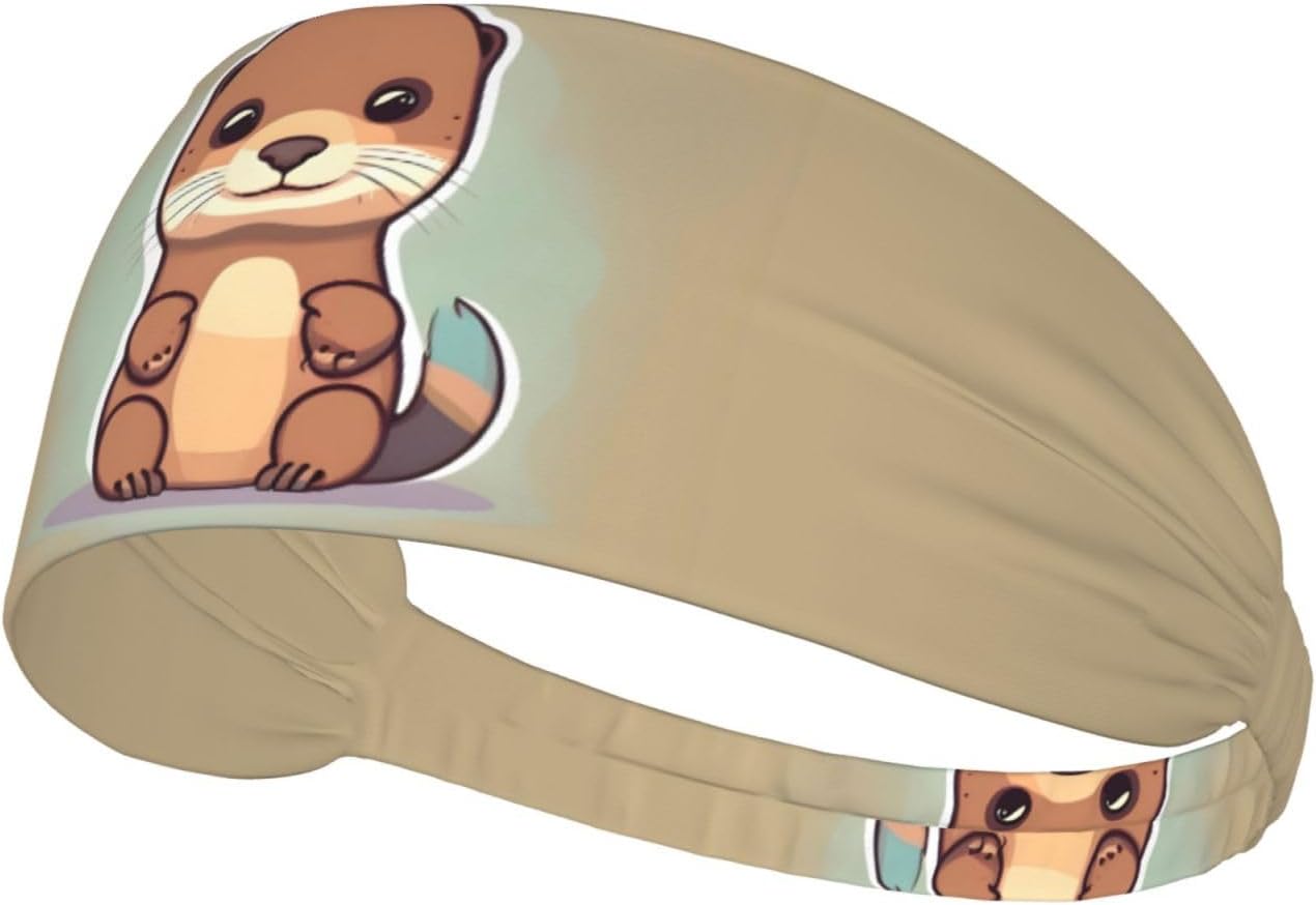 Cartoon Cute Otter Print Ultra-Soft Elastic Headband Sports Running Gym Outdoor Activities Gifts Headwear