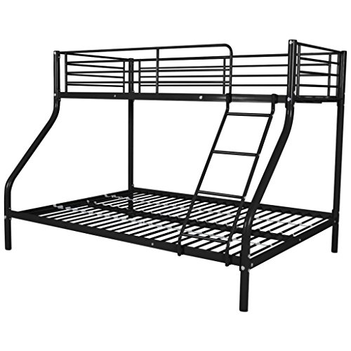 mewmewcat Triple Cama Litera para Niños 200x140/200x90 cm Metal Negro