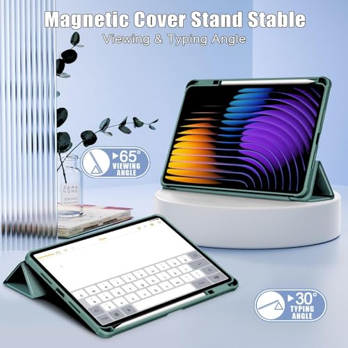 Image of MOCA Case for Xiaomi Mi Pad 8 /8 Pro /Pad 7 / Pad 7 Pro 11.2 inch, Smart Flip Case with Pen Holder, Trifold Stand, Magnetic Auto Sleep Wake, Hard Back Protection (Pine Green)
