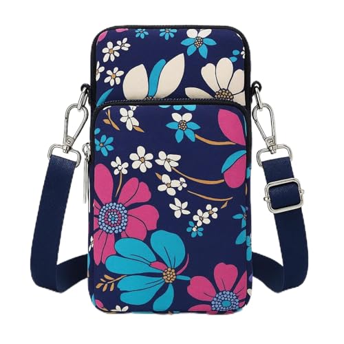 Bolsa transversal para celular feminina, bolsa de ombro pequena com vários bolsos, mini carteira para celular, bolsa de compras, Floral - A, Extra Small
