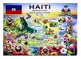 Haiti Graphic Map and Attractions Souvenir Fridge Magnet 2.5' x 3.5'