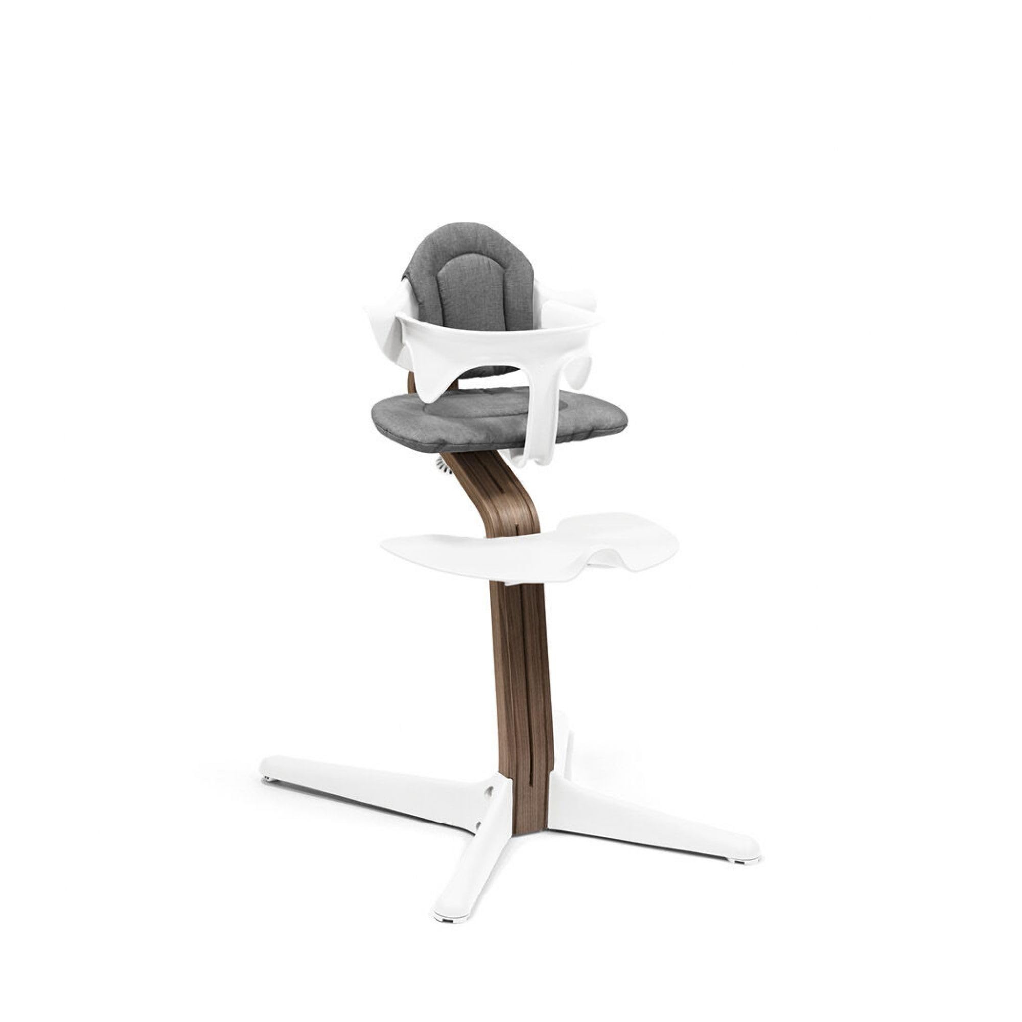 Silla Stokke Nomi Nogal, Blanco - La silla que inspira a sentarse de forma activa - Sin herramientas, ajuste fácil - Incluye un reposapiés estable y ruedas antivuelco - Soporta hasta 150 kg