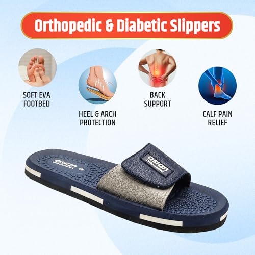 Image of ASIAN Men's AFG-707 EVA Ortho Slippers | Orthocushion Pain Relief Slides with Soft Strap | Lightweight Slides for Daily Use