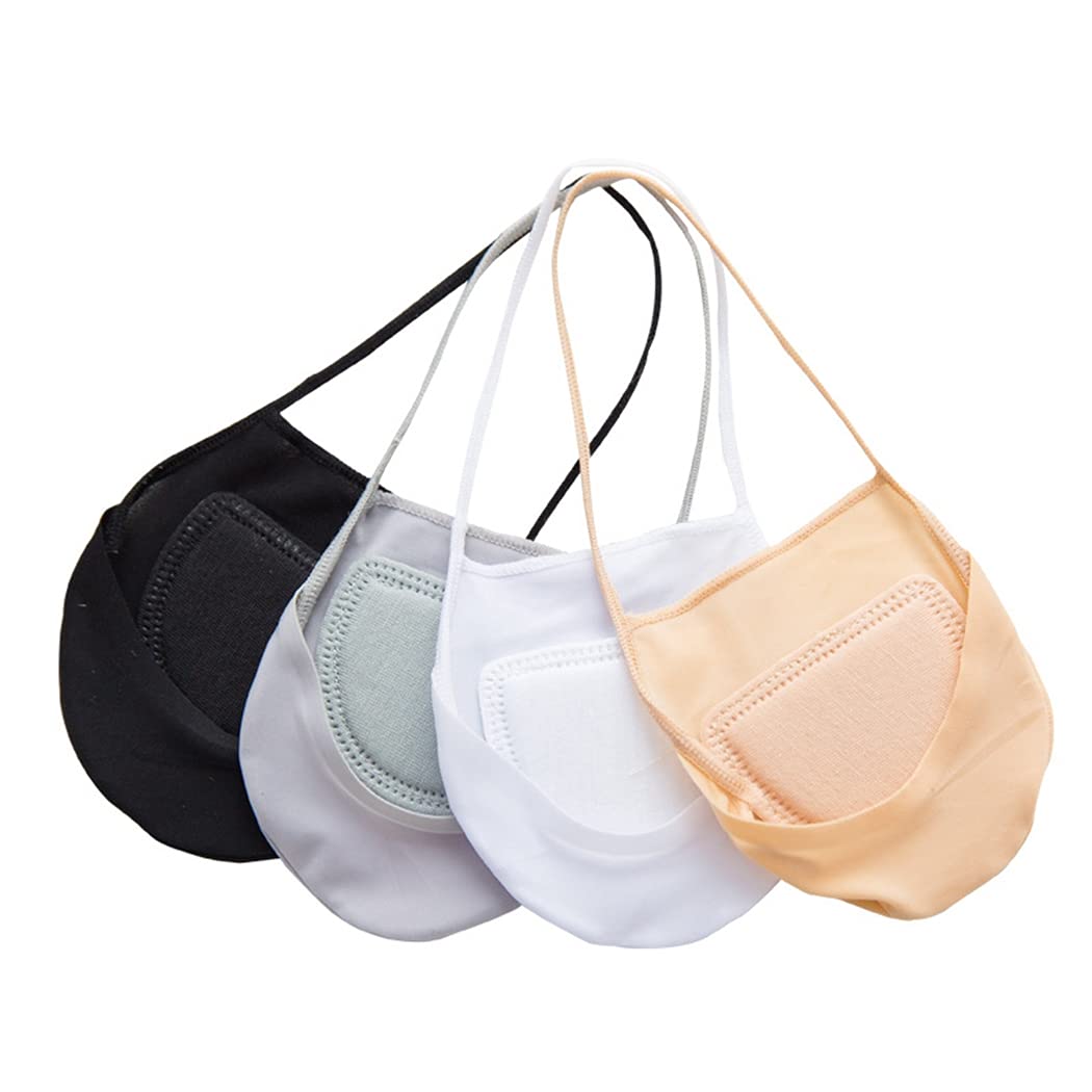 SOWUNOSlingback Socks Cotton Non-Slip 4 Pairs No Show Invisible Padded Breathable Ergonomic Soft Half Liner