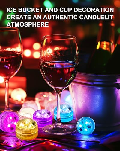 Image of 5plots 2Pack Remote Control & 10pcs Mini RGB Submersible LED Lights, Multicolor Waterproof Small Tealight Candles Battery Operated Underwater Color Changing EFX Light for Vase, Halloween Lantern
