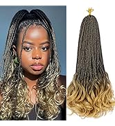 LIYATE French Curl Crochet Hair 7 Packs 12 Inch Crochet Braids Pre Looped Goddess Box Braids with...
