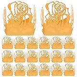 DIYEAH 50 Stück Kleine Dekorative Schokoladenpapierhalter mit Hohlem Spitzenmuster Pralinen Trüffelbecher für Hochzeiten Partys und Süßigkeitentabletts Goldfarben Praktische