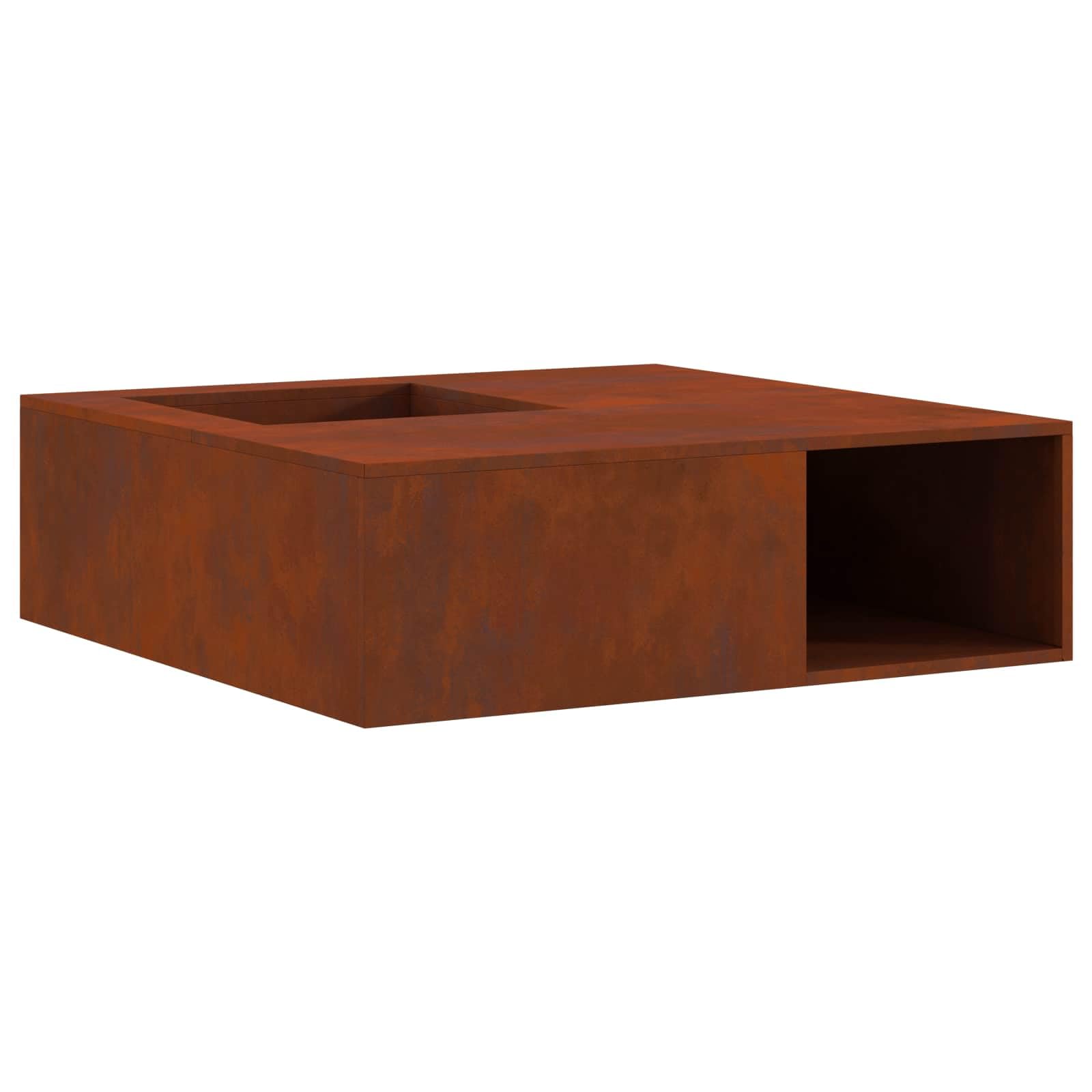 Foyer de cheminée Marron 100 x 100 x 30 cm Acier patiné Brasero, feu Multifonctionnel Foyer Extérieur pour Jardin, Chauffage, Terrasse, Camping
