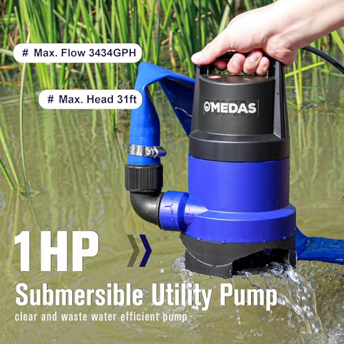 Medas 1Hp 3434 Gph Sump Pump Submersible Clean/Dirty Water Pump Portable Utility Pump With 16.4Ft Cord For Swimming Pool Garden Basement Tub Pond Draining thumb #6