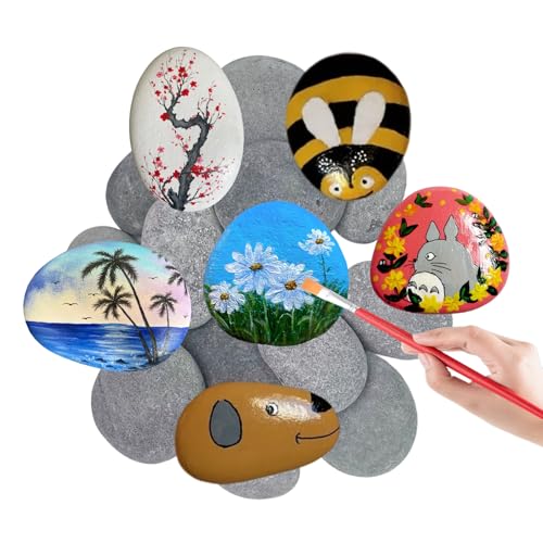 SHIQUAN 20 Stück Flache Steine Zum Bemalen, 4-6cm Glatte Kieselsteine zum...