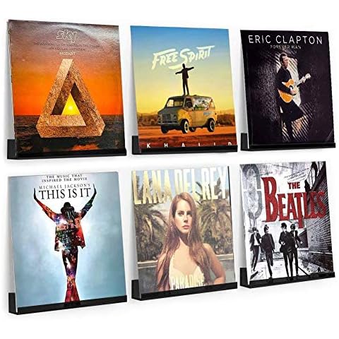 Oranlife 6 Pack Black Vinyl Record Shelf Wall Mount, Acrylic Album Record Holder Display Your Daily LP Listening in Office Home Decoration [BLACK] Cover