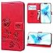 NB iPhone 12 Wallet Case,iPhone 12 Pro Wallet Case for Women Magnetic Floral Leather with Card Holder Kickstand Flip Cover for iPhone 12/12 Pro 6.1 inch 5G (Red)