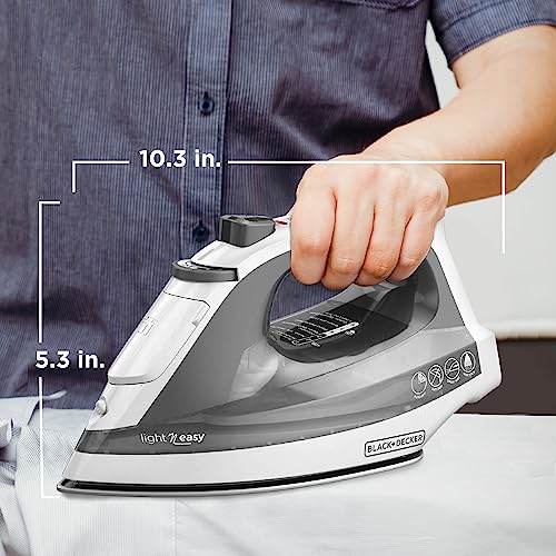 BLACK+DECKER Light ‘N Easy Compact Steam Iron, IR1020S, Stainless Steel Soleplate, Spray Mist, Anti-Drip, Auto Shutoff, Grey - image 7