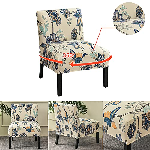 Image of Eco-Ancheng Armless Chair Slipcover Removable Armless Accent Chairs Covers Washable Armless Slipper Chair Slipcover Printed Armless Chair Furniture Protector Covers for Living Dining Room Hotel