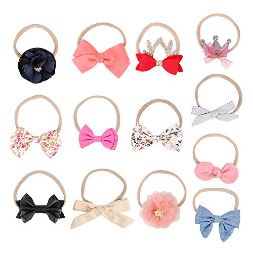 EagleUS Baby Girls Toddler Bow Headband Elastic Hair Bows Newborn Headwear (Multi-color-16)