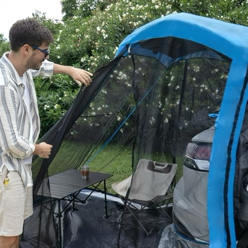 Carpa para SUV para Camping y Senderismo, Ligera con Cubierta Impermeable y Estacas, Carpa Universal para Puerta Trasera de Autos, SUVs, Camionetas, Hatchbacks de 6' x 6.5' miniatura 4