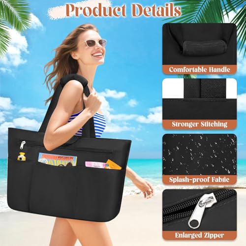 HUANLANG Large Beach Tote Bags for Women Men,Big Beach Bag with Zipper Wet Pocket,Extra Large Tote Bag for Travel Pool2